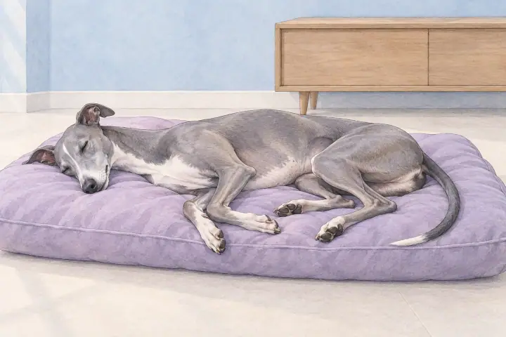 A dog resting at home.