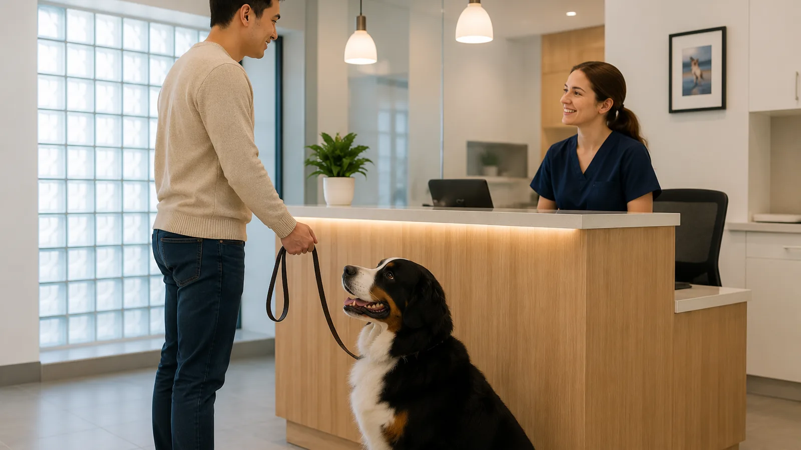 A first-time owner meeting a calm rescue dog for the first time