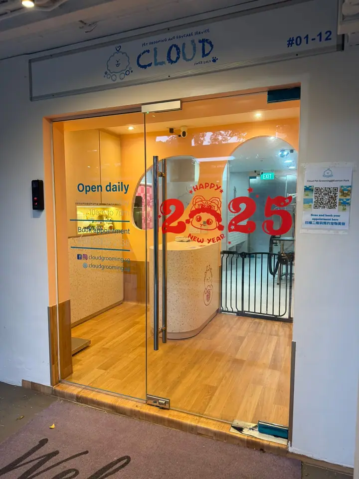 A dog at Cloud Pet Grooming in Singapore.