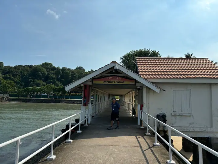 A dog at St Johns Island Beach in Singapore.