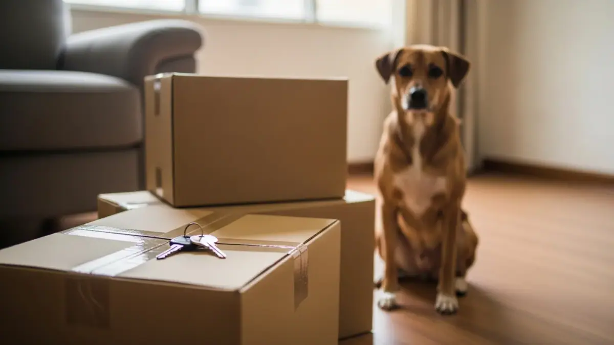 A tenant and dog in a rented Singapore flat with a signed tenancy agreement
