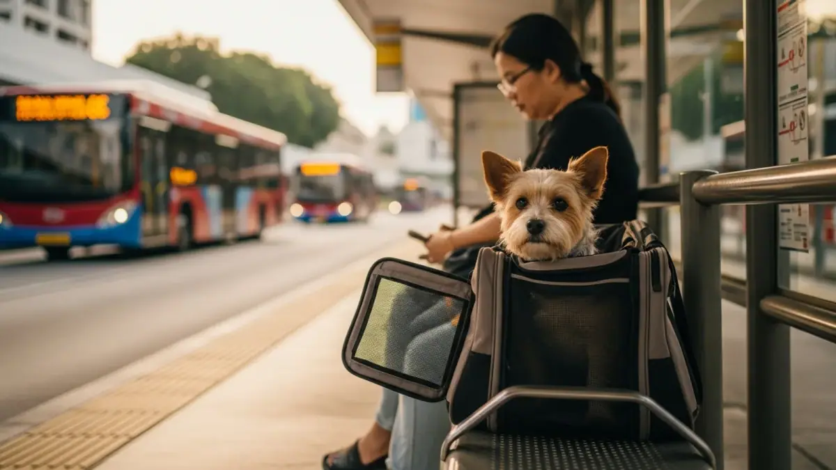 A dog owner planning a trip across Singapore by MRT, bus and pet taxi